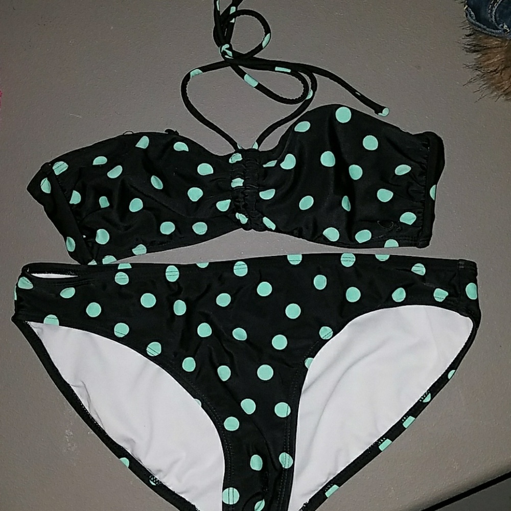 Op swimsuit...Black w/mint green polka dots.